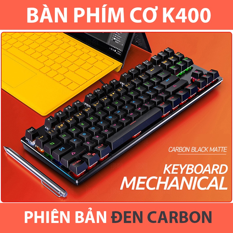 Bàn phím cơ Coputa bàn phím máy tính TKL gaming có dây Full LED RGB K400