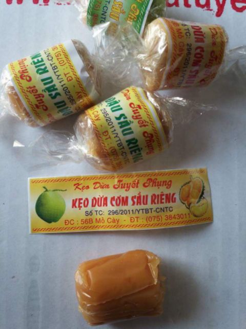Kẹo dừa vặn Tuyết Phụng túi 500gram (xoắn 2 đầu ) -Kẹo dừa mỏ cày bến tre