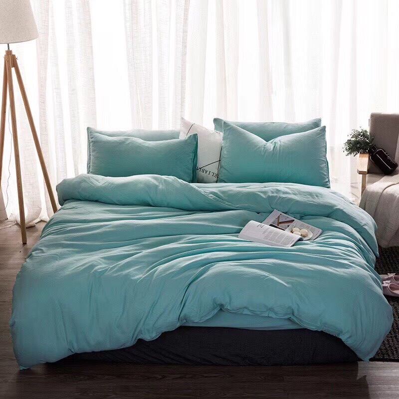[ ĐŨI 1 MÀU] Trọn Bộ Chăn Ga Gối Cotton Đũi Siêu Thoáng Mát Màu XÁM ĐEN | BigBuy360 - bigbuy360.vn