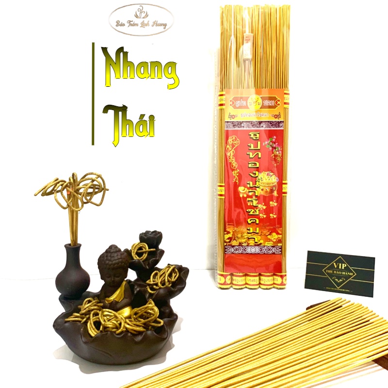 Hương Thần Tài Thái Lan - BẢO TRẦM LINH HƯƠNG Nhang Vàng Tài Lộc Sạch Ít Khói Phong Thủy Thắp Cuốn Tàn Thờ Cúng