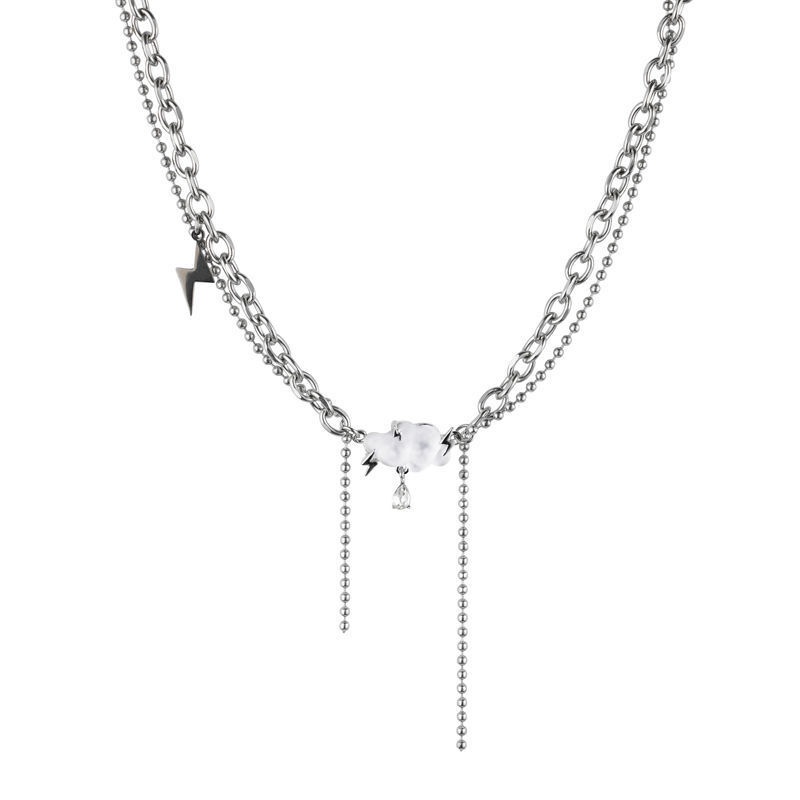 Vòng cổ Hai Lớp Phối Tua Rua Và Quả Cầu Bông Xinh Xắn Cho Nữ