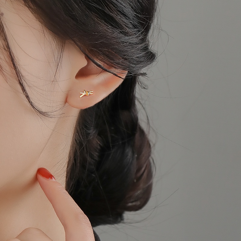 Đôi bông tai mạ bạc S925 kiểu thắt nút đơn giản chống dị ứng