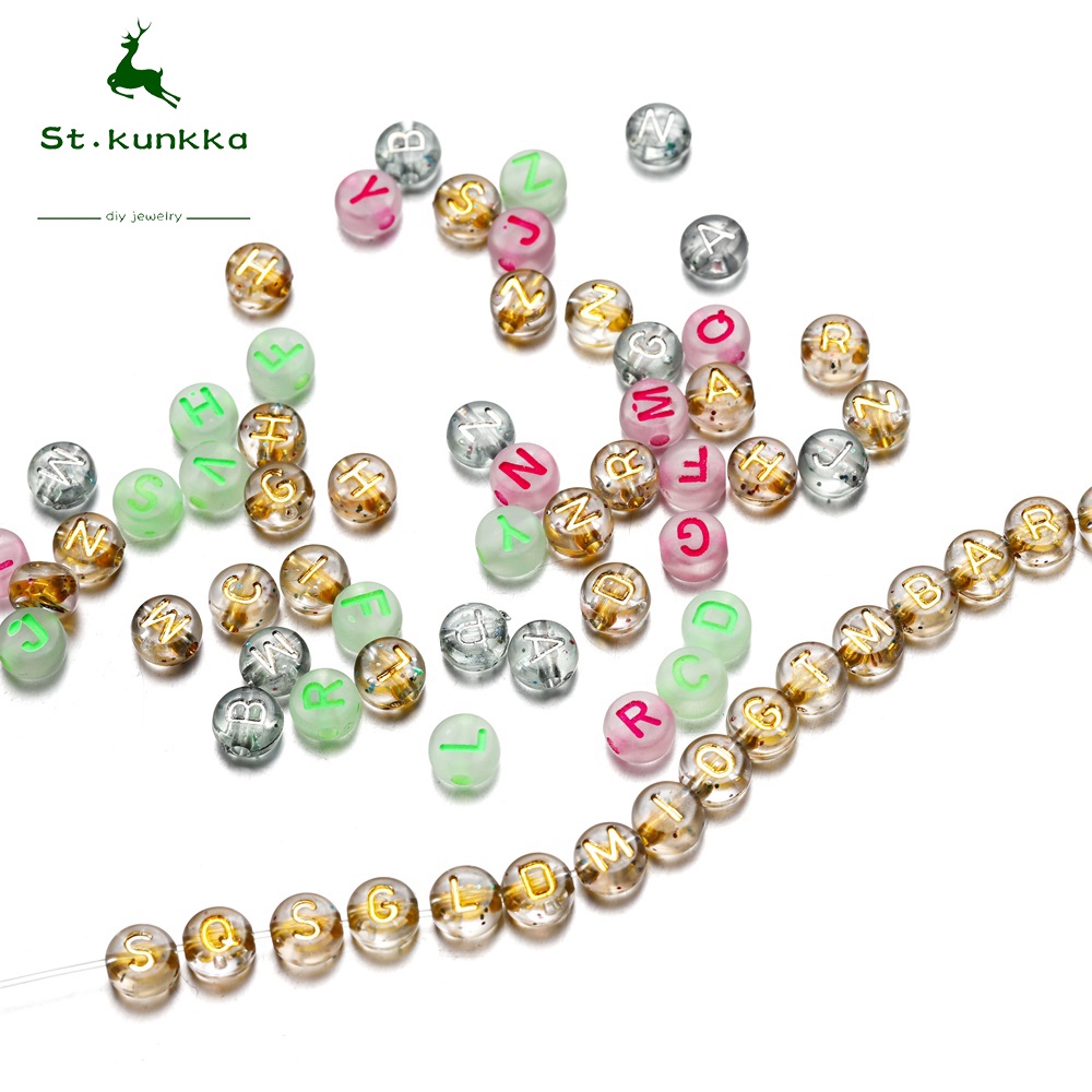 Set 100 hạt xỏ lỗ 4 * 7mm A-Z dùng làm vòng tay/ vòng cổ