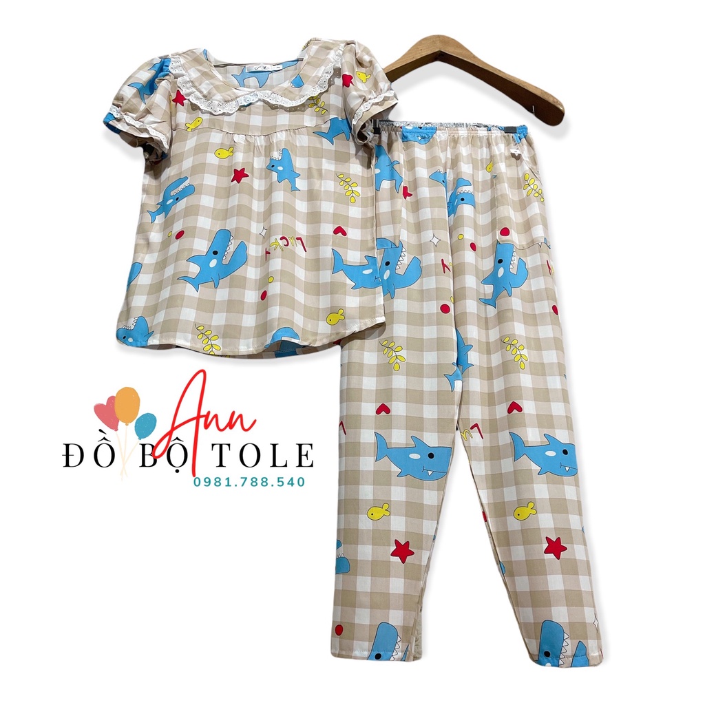 [ ĐỒ BỘ TOLE ] Tay ngắn quần dài cổ sen phối ren ( 45-72kg) | BigBuy360 - bigbuy360.vn