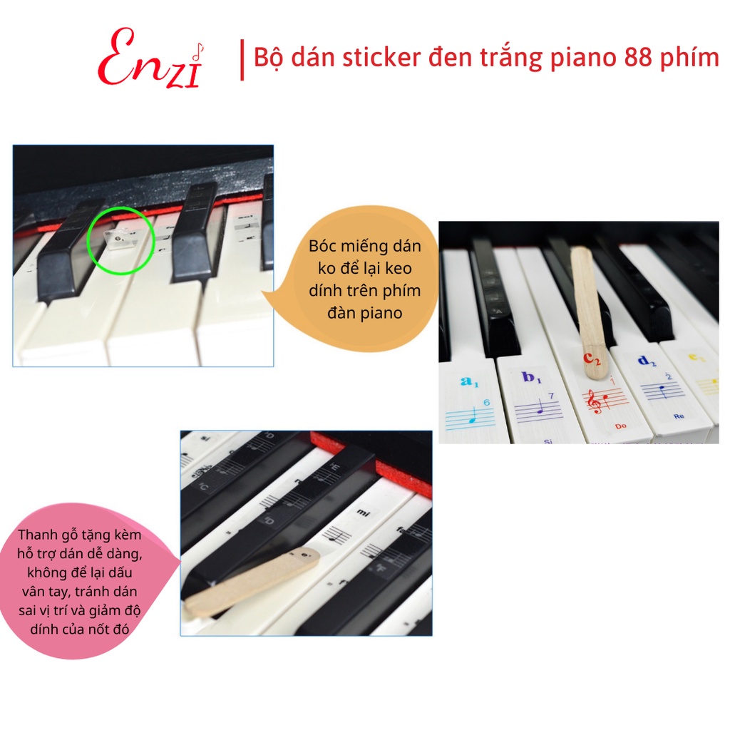 Sticker dán nốt bàn phím đàn piano organ Decal đánh dấu vị trí note nhạc dùng cho tất cả các phím đàn 88, 76, 61, 54, 36