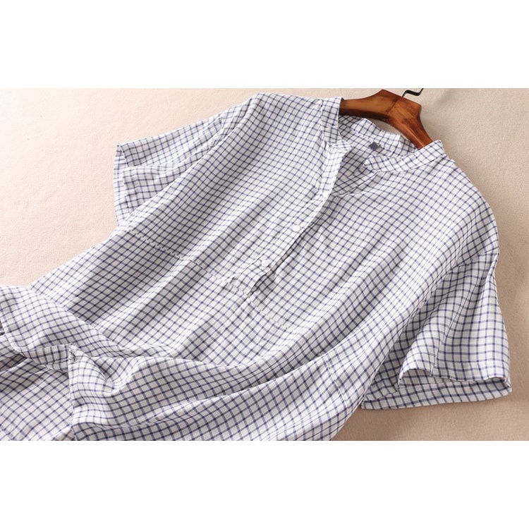 Áo Sơ Mi Nữ Form Rộng Tay Ngắn, Áo Đũi Nữ Cổ Tàu, Chất Liêu Đũi Mềm Mát SM50