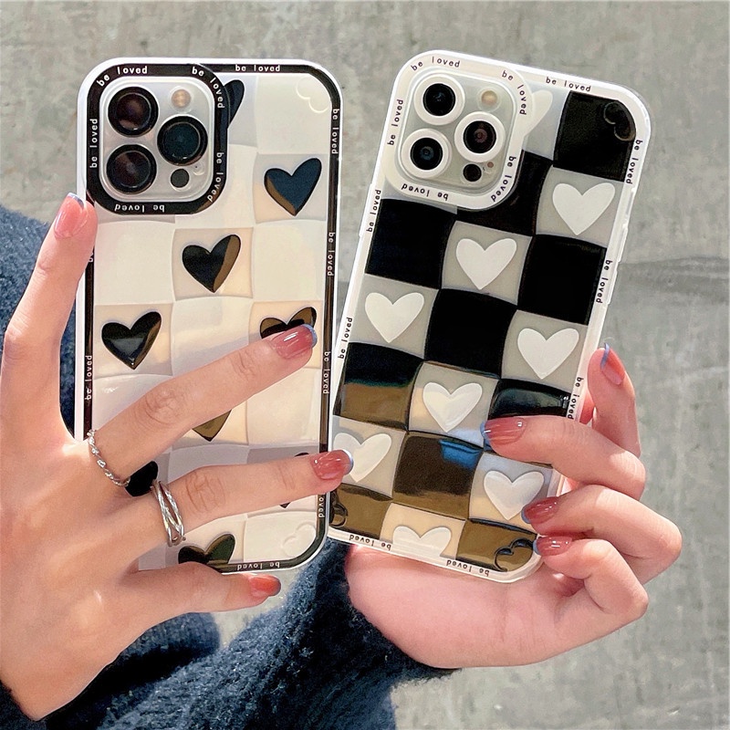 Ốp lưng iphone caro đen trắng hàng chuẩn cho Iphone 7 8 Plus SE X XS XS Max 11 12 13 14 Pro Max