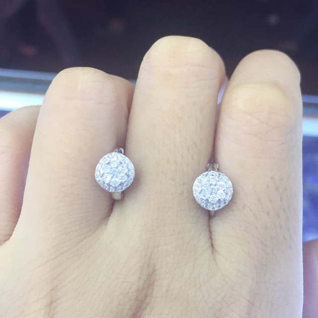 Khuyên tai hoa nhí tròn bạc thật siêu nét NGỌC MẬU trăng sao