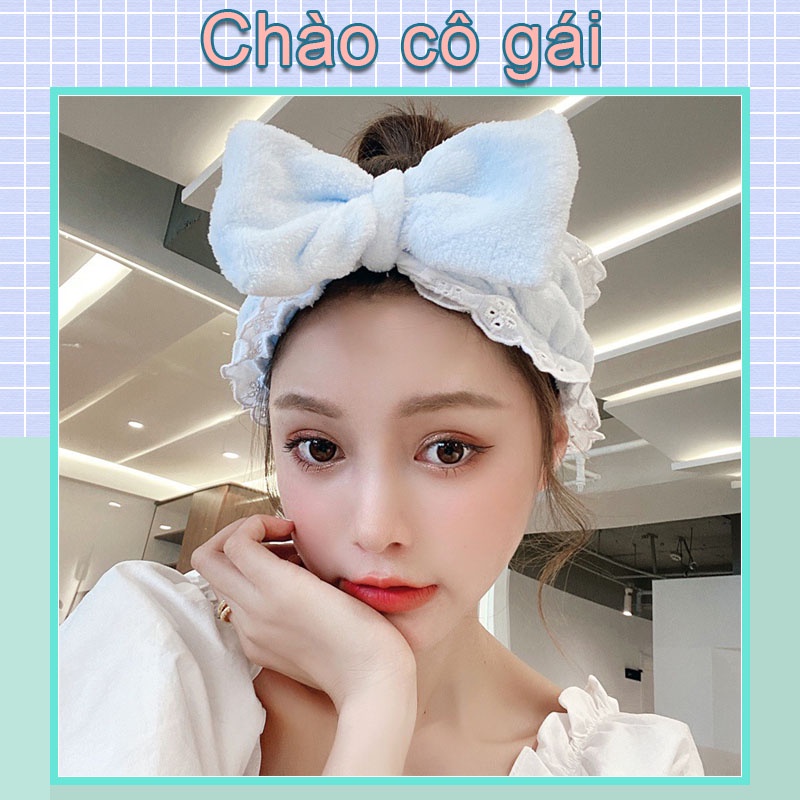 Băng Đô Vải Nhung Đính Nơ Xinh Xắn Cho Nữ