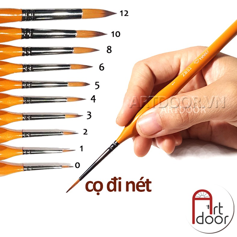 [ARTDOOR] Cọ vẽ HAND đầu Tròn thân Vàng (ZBS2)