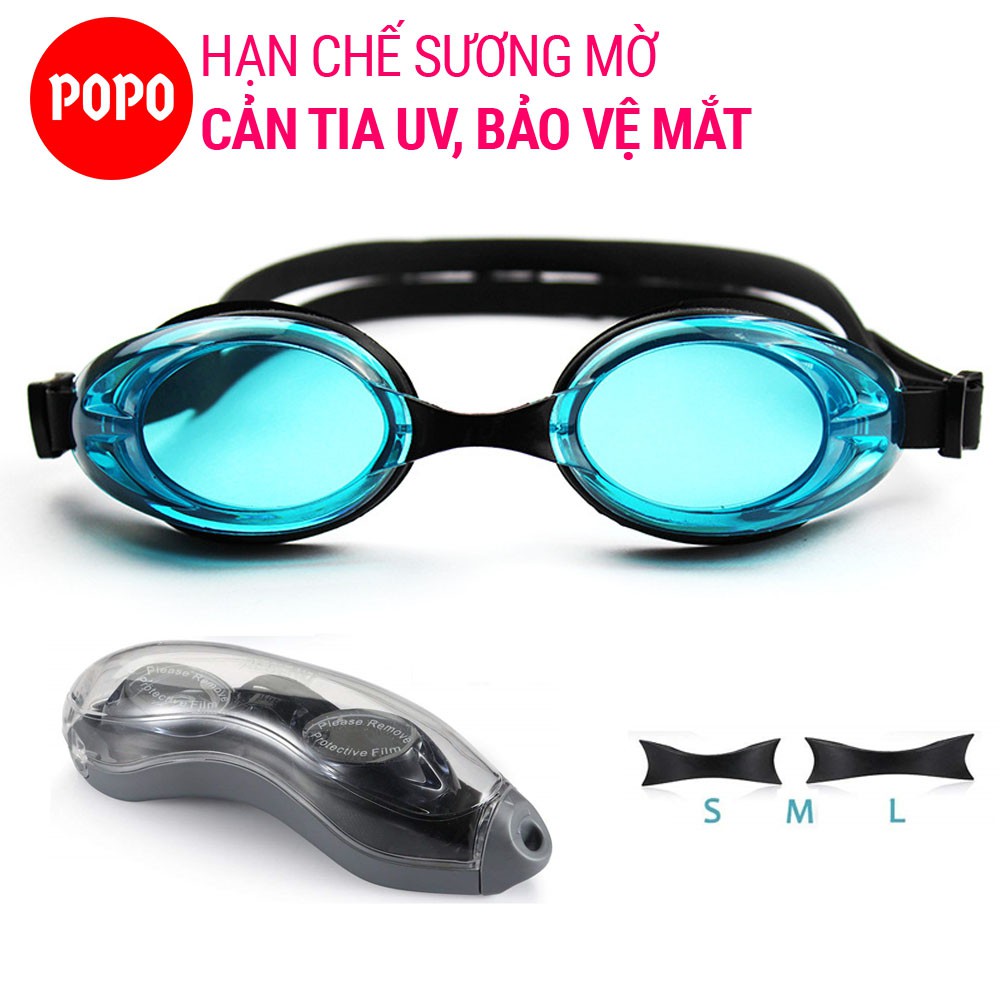 Kính bơi người lớn, kính bơi chính hãng mắt trong POPO 1153 chống tia UV chống lóa, mắt trong suốt kiểu dáng thời trang