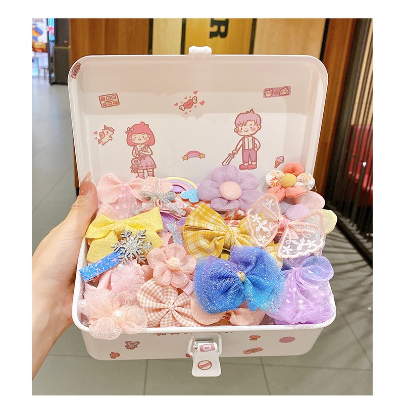 Bộ Kẹp Tóc Nơ Hoa Đáng Yêu Cho Bé Gái