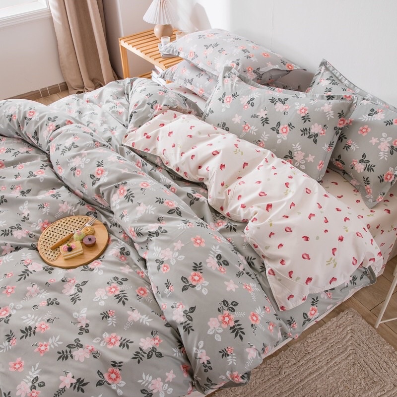 Bộ cotton poly hàn quốc Bo Decor 4 món đủ kích thước hoa nhí nho