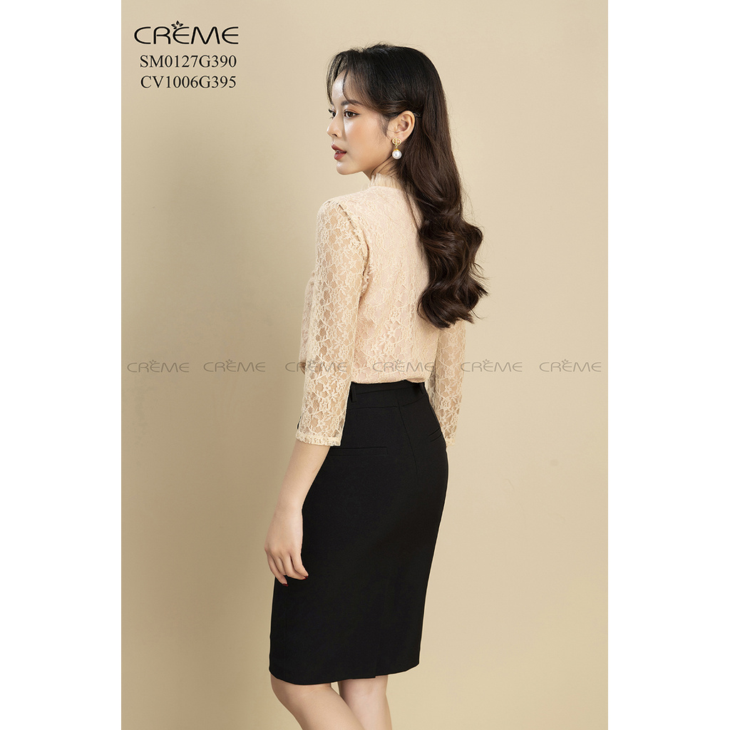 [Mã FASHIONMALLT4 giảm 15% đơn 150k] Áo sơ mi ren style Hàn Quốc SM0127 CREME | BigBuy360 - bigbuy360.vn