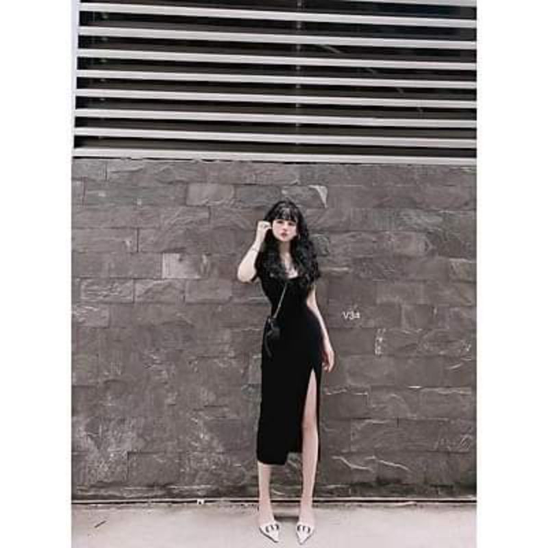 ĐẦM CỔ VUÔNG FOM DÀI XẺ TÀ TÔN DÁNG CÓ BIGSIZE | BigBuy360 - bigbuy360.vn