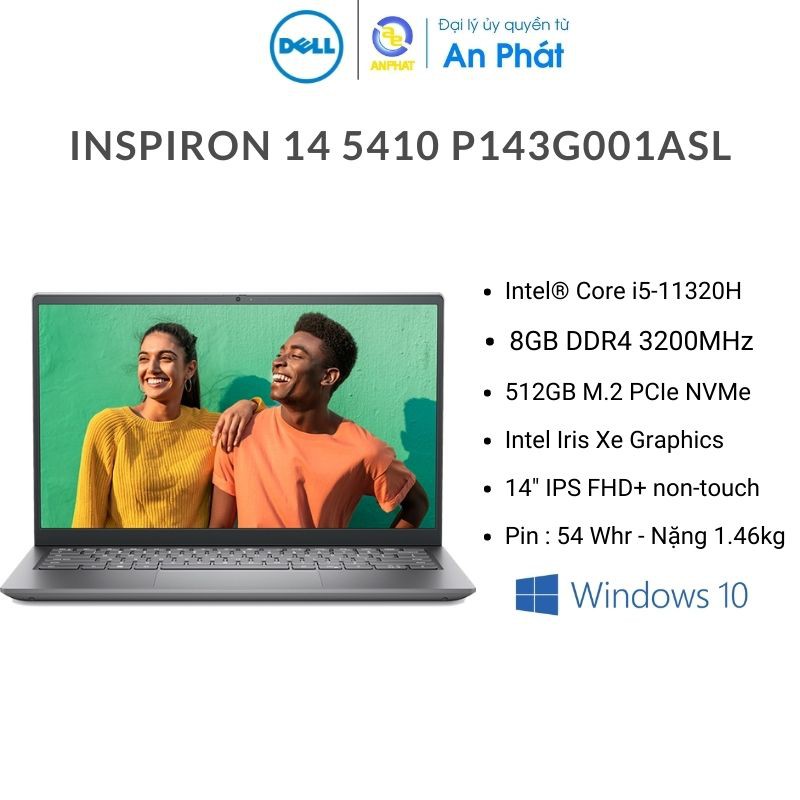 Laptop Dell Inspiron 14 5410 P143G001ASL (Core i5-11320H | 8GB | 512GB | Intel Iris Xe | 14 inch FHD | Win 10 | Office)