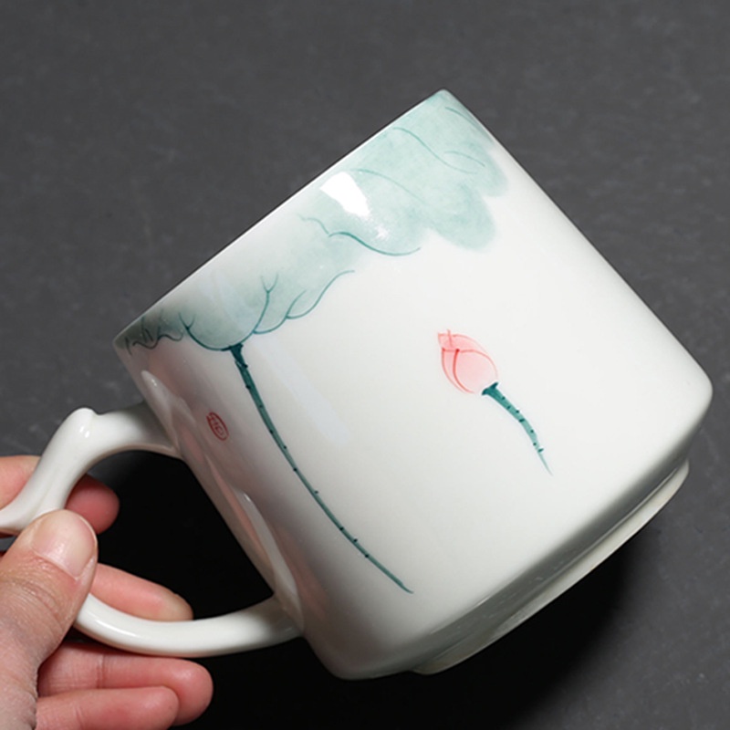 Ly cốc sứ pha trà có lõi lọc và nắp đậy dung tích 375 ml