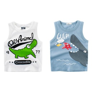 [Xả lỗ] Áo ba lỗ bé trai 27KIDS áo ba lỗ cho bé hình ngộ nghĩnh chất cotton hàng xuất Âu Mỹ