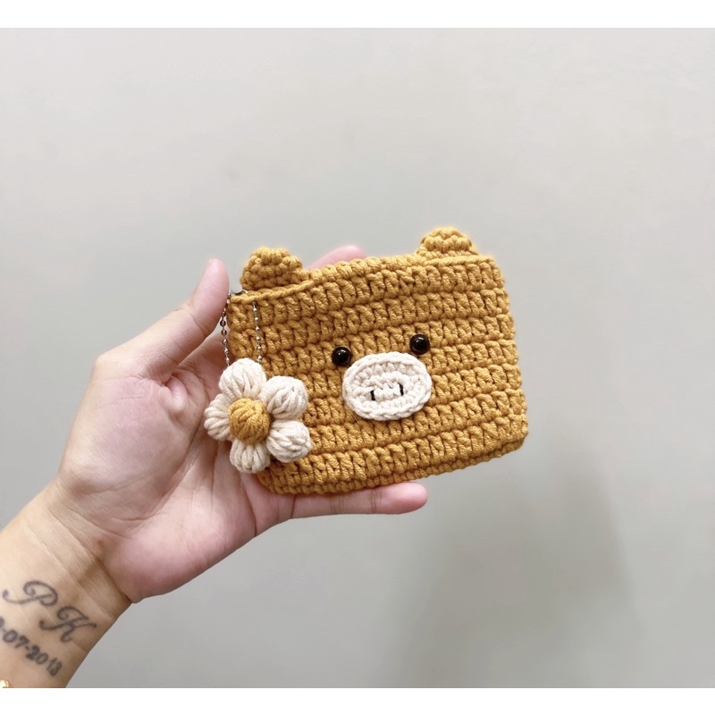 Ví/bóp len đựng thẻ ATM + hoa bằng len nhiều mẫu design by Nhà Puka