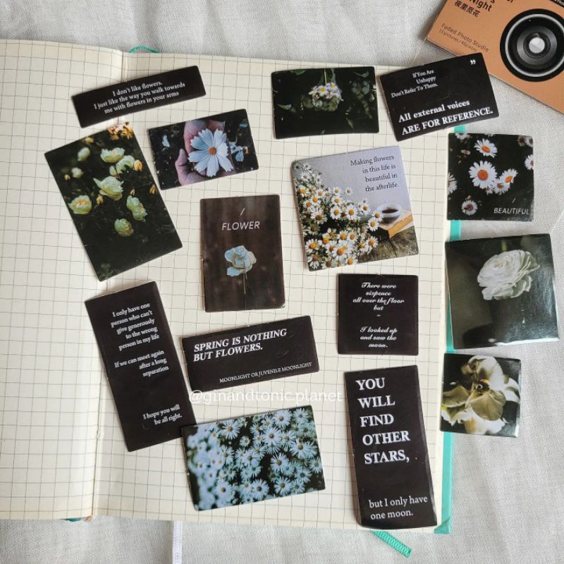 Set 15 sticker cổ điển và quote tông neutral dùng ttang trí bullet journal - ginandtonic