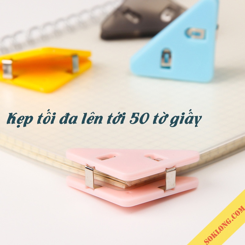 Kẹp giấy hình tam giác màu Pastel K47 kẹp tài liệu, đánh dấu cố định trang sách bằng nhựa