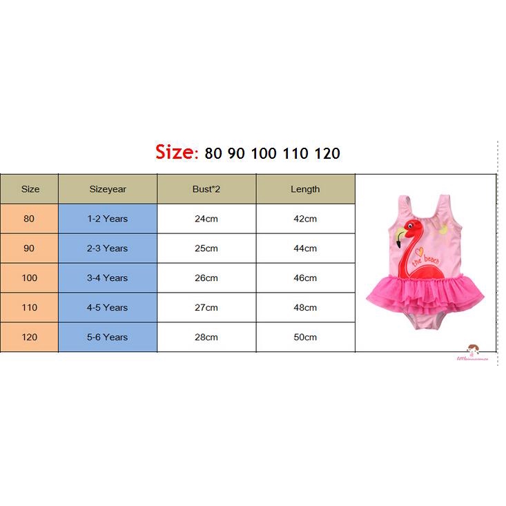 ❤XZQ-Kids Baby Girl Ruffled Flamingo Print Onepiece Swimwear Beach Swimsuit Bathing suit