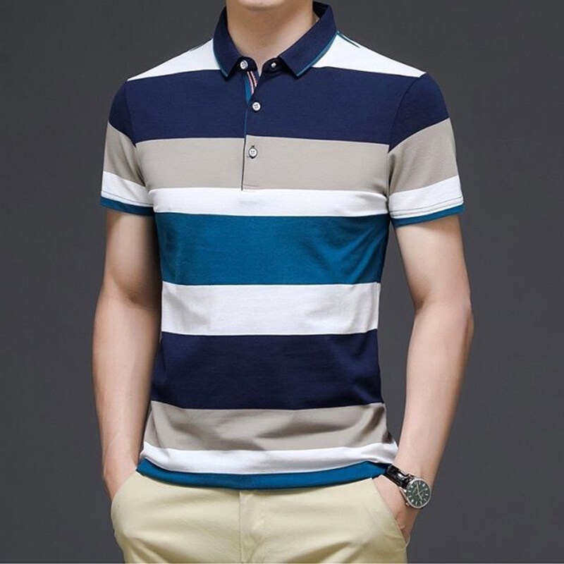 Áo Sơ Mi polo Họa Tiết Kẻ Sọc Thời Trang Lịch Lãm Cho Nam
