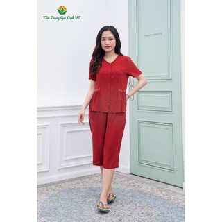 Bộ lanh mặc nhà quần lửng, áo cộc tay nữ B26.2001 - Thời Trang Gia Đình VT