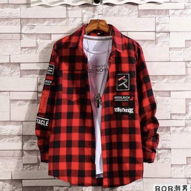 ÁO KHOÁC SƠ MI SỌC CARO NAM NỮ FORM UNISEX WOOLRICH - TD TEENSHOP