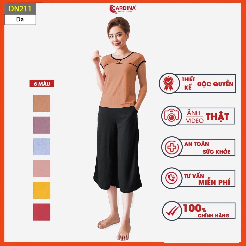 Đồ bộ nữ CARDINA chất cotton Nhật cao cấp quần ống sớ áo cộc tay mềm mại thoáng mát DN2.