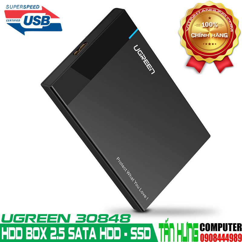 BOX 2.5" SATA HDD USB 3.0 UGREEN 30848 US221 Cao Cấp màu đen | BigBuy360 - bigbuy360.vn