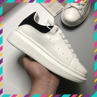 Giày Mc Queen, Giày MCQ Màu Trắng Gót Nhung Đen, Da Nhân Tạo Cao Cấp, Tăng Chiều Cao Full Size Nam Nữ | MCGDN001