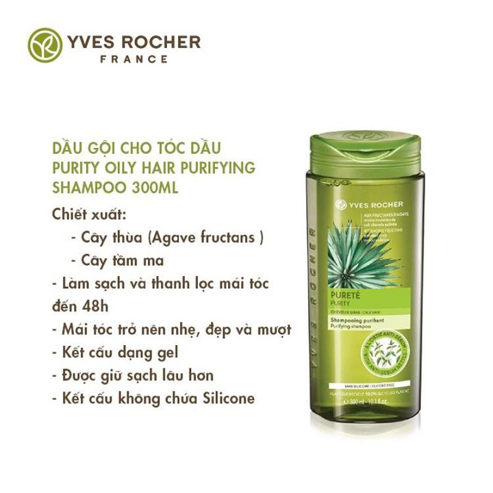 [CHÍNH HÃNG] Dầu Gội Dành Cho Tóc Dầu Yves Rocher Purity Oily Hair Purifying Shampoo 300ml