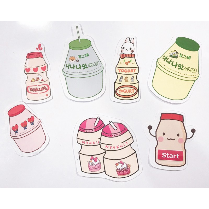 sticker yakult cắt rời size to SCI16 có bao giấy cute dễ thương bullet journal