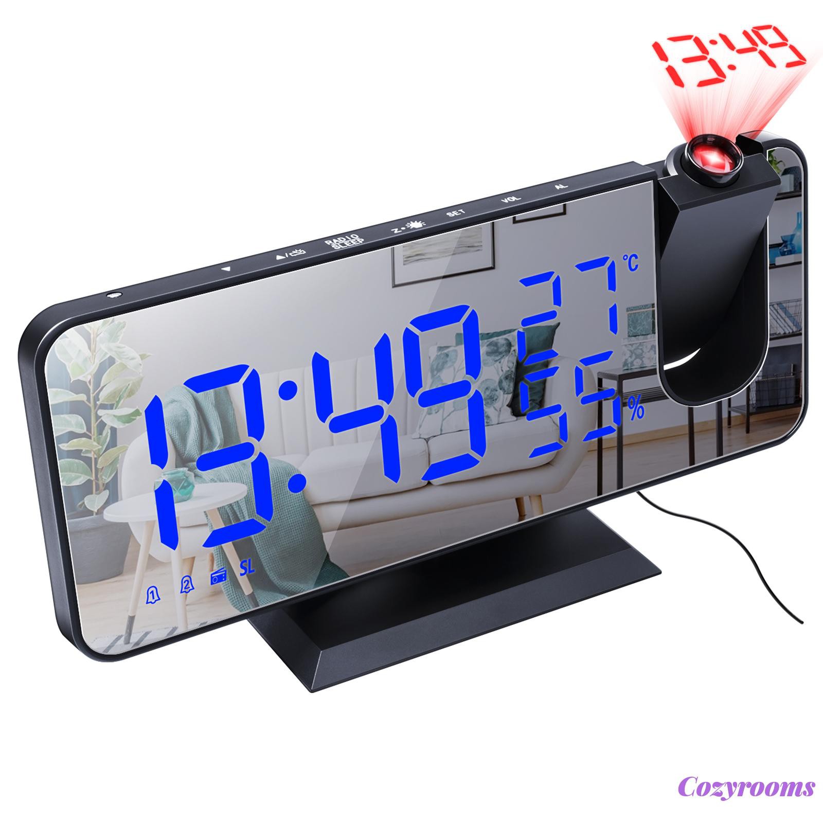 Projector Alarm Clock, LED Digital Alarm Clock FM Radio for Home, Office