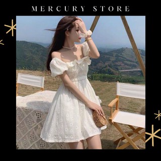 [Best Seller]👗Đầm trắng,váy trắng trễ vai (2 kiểu) hoa xinh tươi Đà Lạt