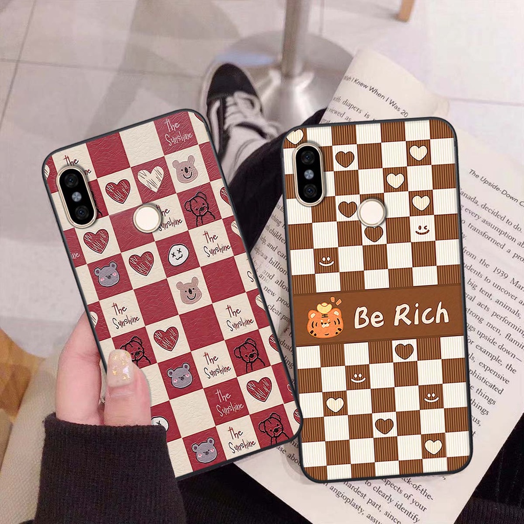 Ốp Xiaomi Mi A2 gấu Bear rick caro vuông thời trang siêu đẹp