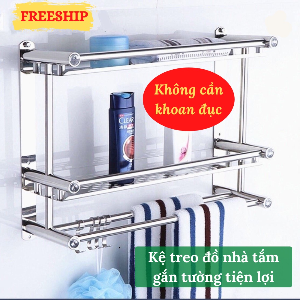 Giá Treo Khăn Kệ Để Đồ Nhà Tắm Gắn Tường Chắc Chắn Không Gỉ Tiện Lợi