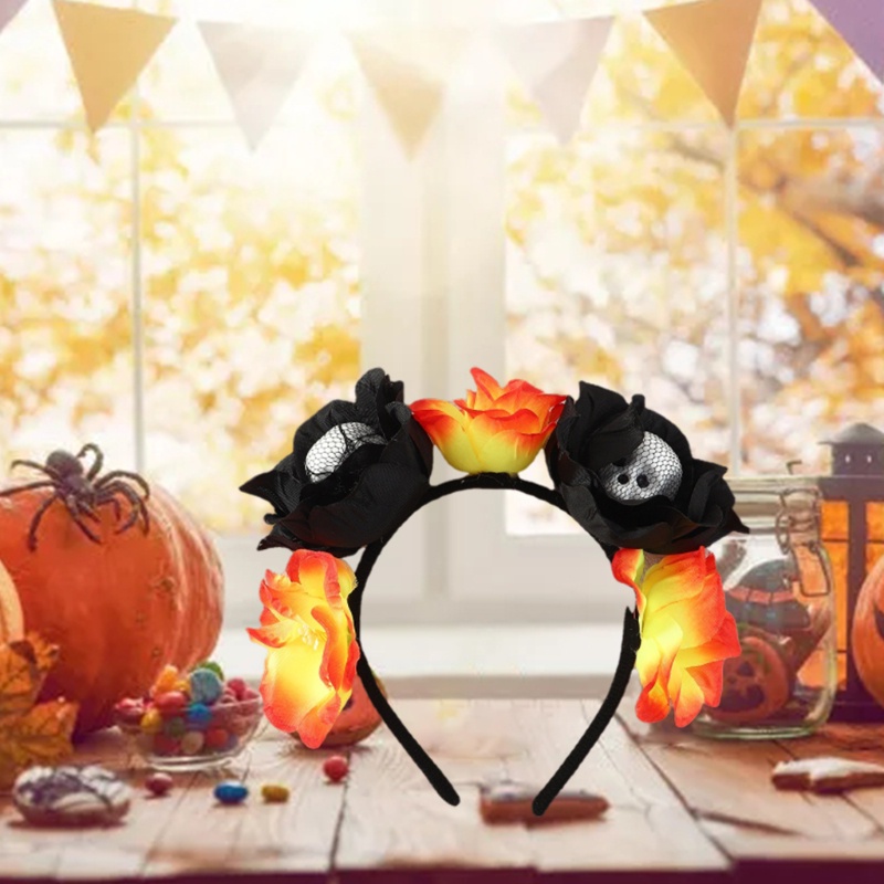 Băng Đô Hóa Trang Halloween Hình Đầu Lâu Hoa Chống Trượt