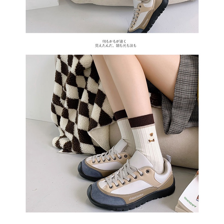 Thể Vớ nữ  Thao Bằng Cotton Mỏng Màu Cà Phê / Nâu Kẻ Sọc Ngang Dễ Phối Đồ Thời Trang Mùa Thu Cao Cấp Dành Cho Nữ Sinh