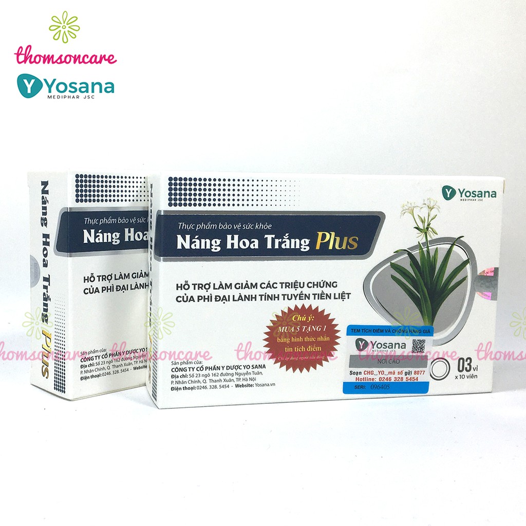 Náng Hoa Trắng Plus Mua 5h tặng 1h bằng tem tích điểm, hỗ trợ giảm phì đại tiên liệt tuyến cho nam giới Hộp 30 viên