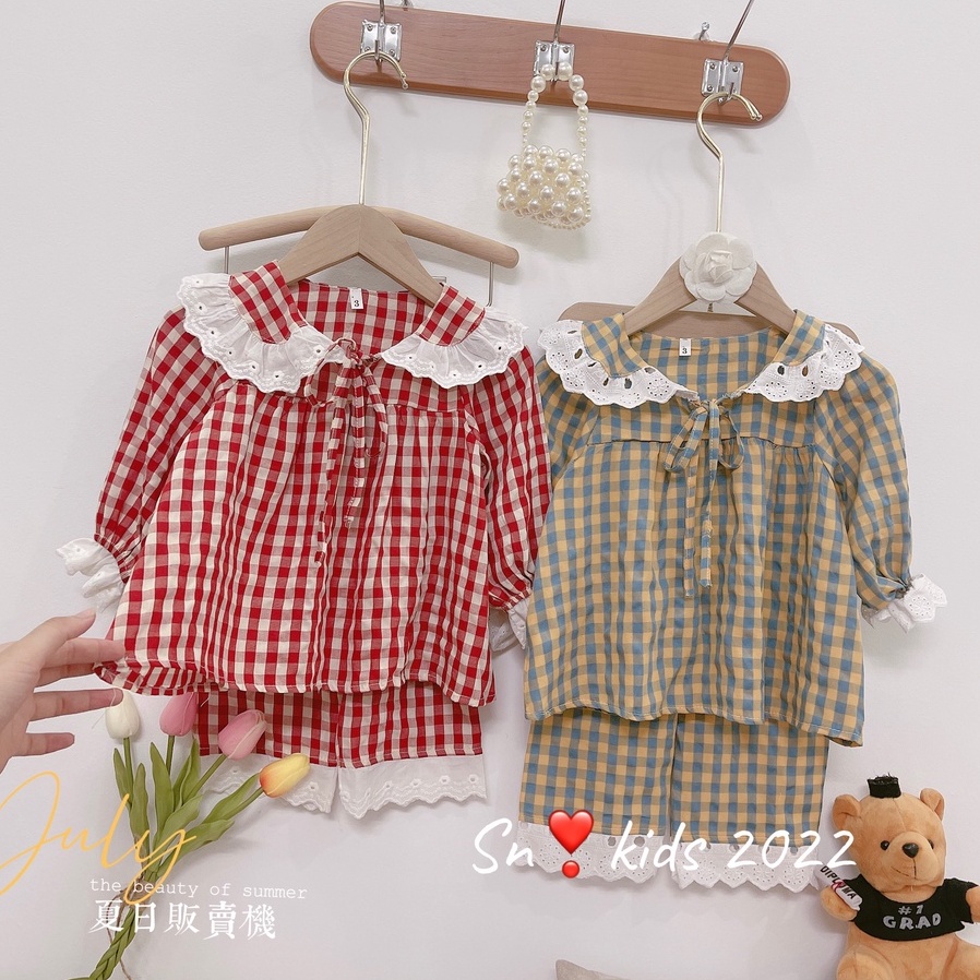 Bộ Pijama dài tay bé gái phối ren cao cấp 8-20kg