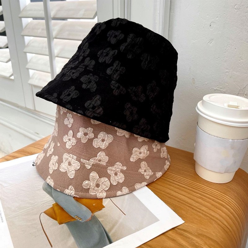 [Women Summer Sun Protector personality ins flower pot Bucket Hats] [ Outside Travel Beach Fisherman Bucket Hat]