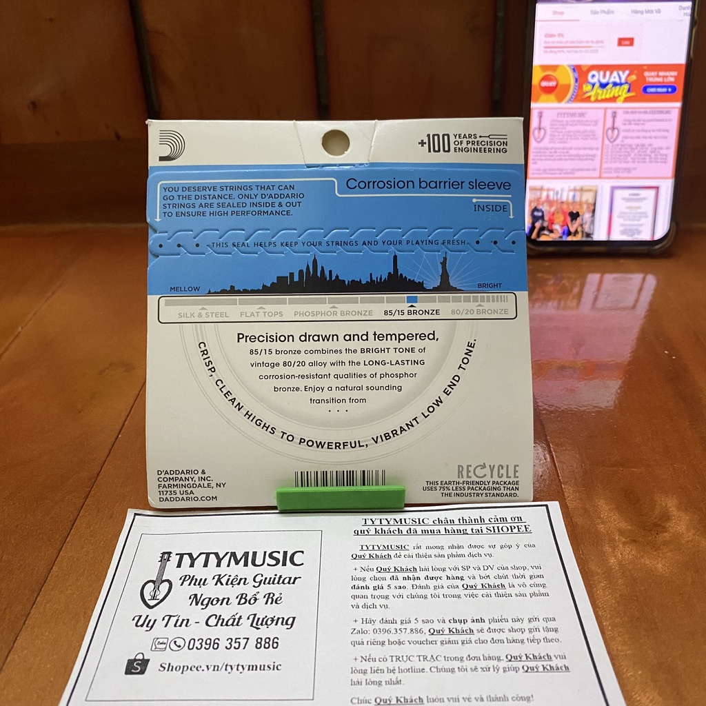 Dây đàn guitar ACOUSTIC D Addario EZ910 size 11 TYTYmusic