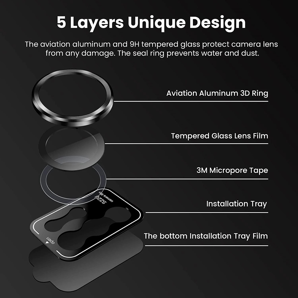 Galaxy S22 Ultra Metal Ring Tempered Glass Full Cover Camera Lens Protectors For Samsung Galaxy S22 Ultra 5G
