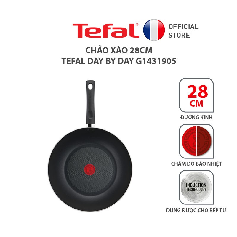 [Mã LIFETEFAL8 giảm 8% tối đa 100K đơn 300K] Chảo xào Tefal Day By Day 28cm G1431905