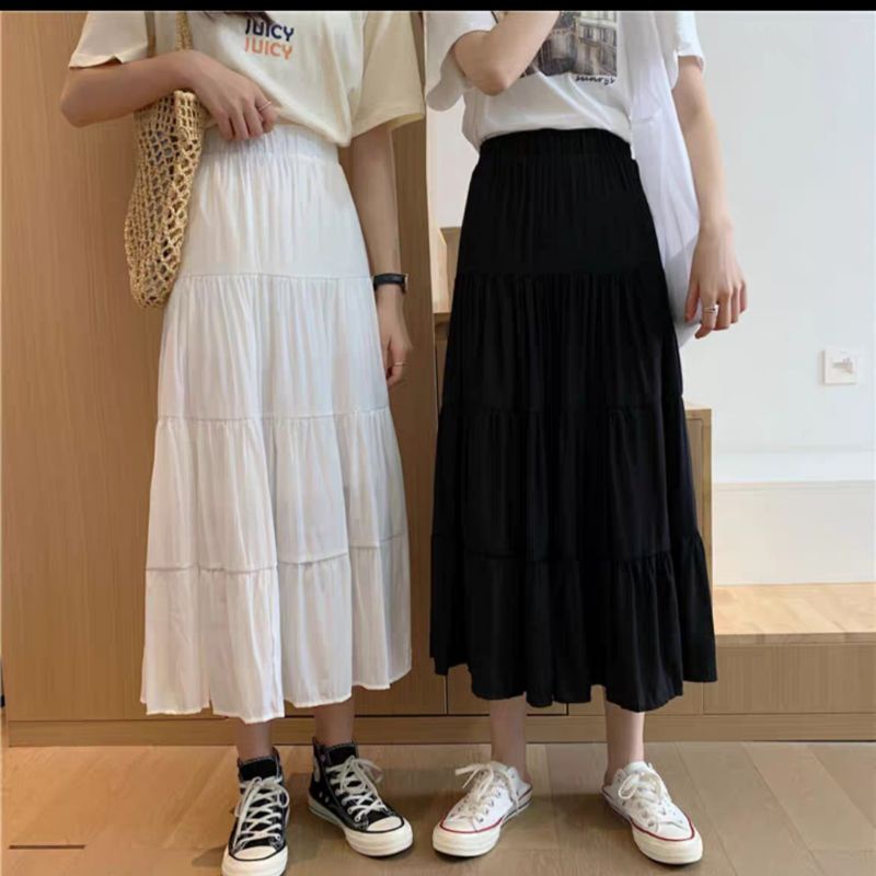 Chân váy midi xòe 4tầng dáng dài ulzzang hàn quốc