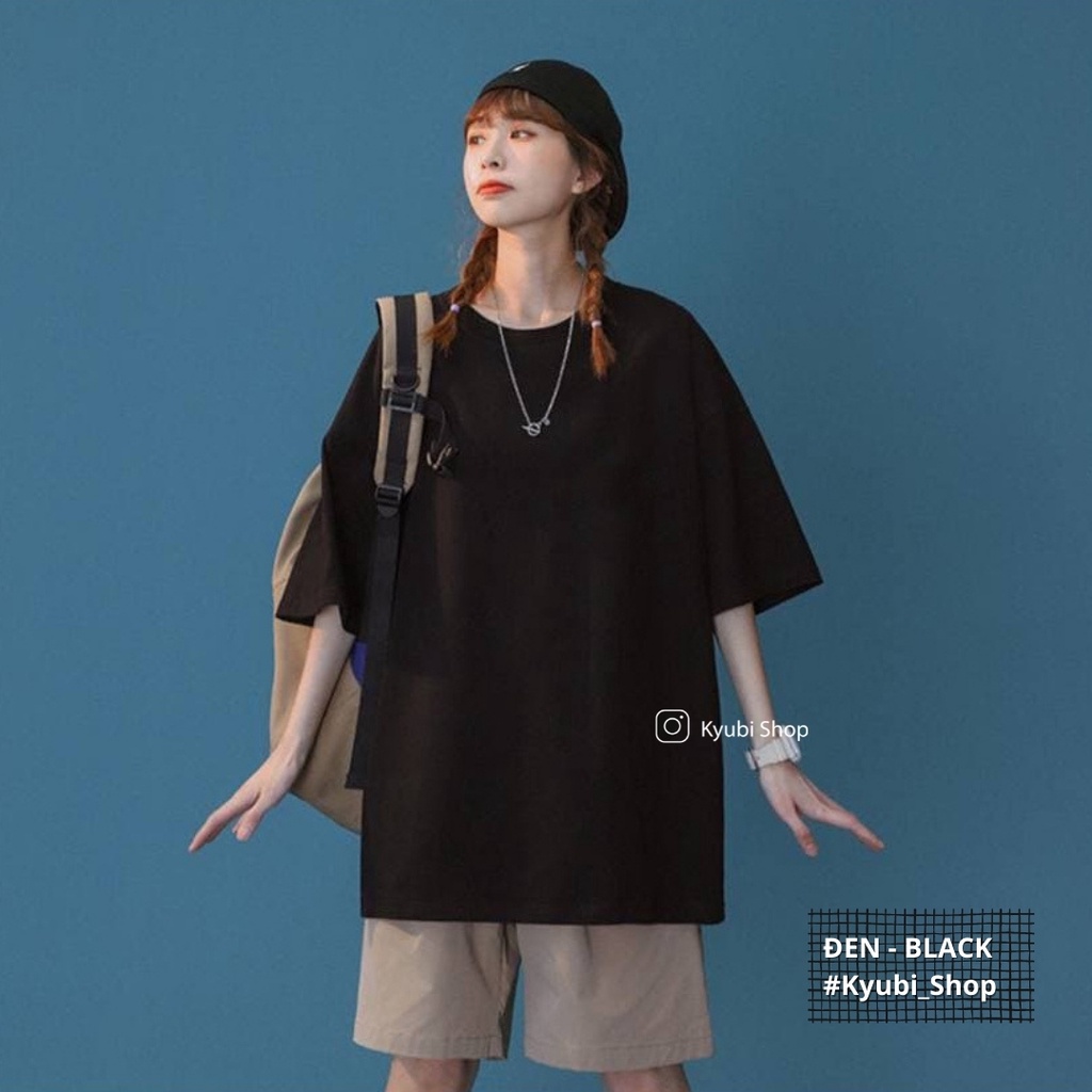 Áo thun tay lỡ ulzzang basic tee nam nữ oversize chất cotton form rộng - Áo phông trơn unisex Kyubi ATTL.B01 | WebRaoVat - webraovat.net.vn