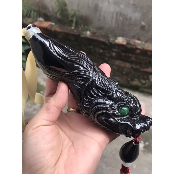 Ná gỗ mun đầu rồng đục tay