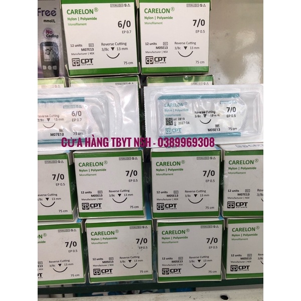 CHỈ PHẪU THUẬT CPT CARELON SỐ 6/0 7/0 Chỉ phẫu thuật không tiêu nhấn mí làm má lúm CPT Carelon Nylon